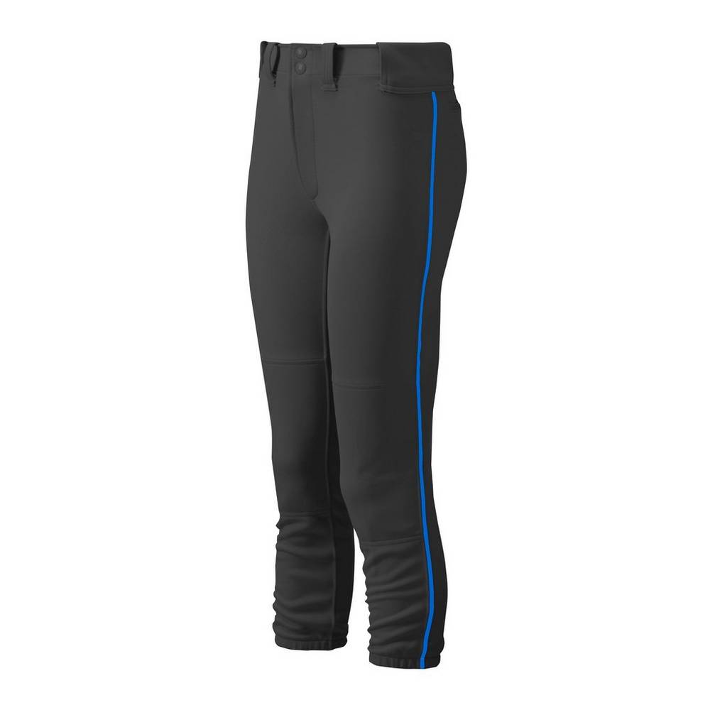 Damske Tepláky Mizuno Belted Piped Softball Čierne/Kráľovská Modrá Vypredaj QCMK14578
